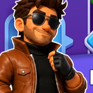 Ethan Rowe, the Operator — tousled brown hair, stubble and sunglasses, wearing a brown leather jacket over a black turtleneck